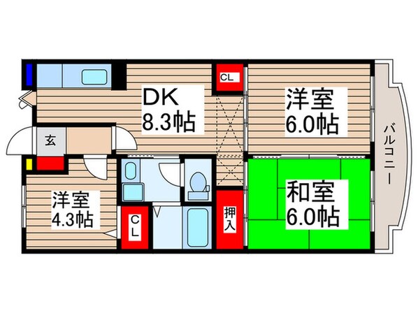 サンシャイン小沢-Bの物件間取画像